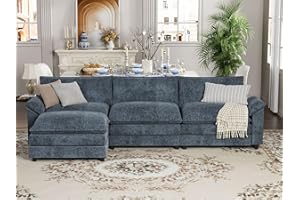 YESHOMY Sectional Modular Sofa L Shaped Chenille Fabric Couch with High Supportive & Soft Sponges and Removable Ottoman, Sleeper Comfy Upholstered Furniture for Living Room, Blue