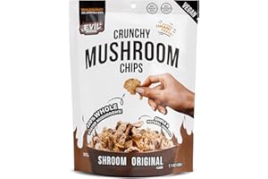 EVIL SNACKS Crunchy Mushroom Chips - SHROOM ORIGINAL Flavor - Organic, Non-GMO, Plant-Based, Vegan - Nutrient-Packed, On-the-Go Snack - 1 Oz (6 Pack)
