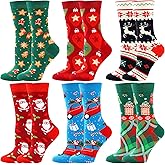 BONANGEL Christmas Socks Women, Funny Novelty Cute Xmas Holiday Crew Socks, Crazy Christmas Gifts for Women Girls