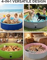 furrybaby Large Dog Paddling Pool Foldable Navy 120x30 cm Non-Slip Drain view 4