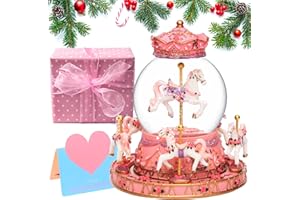 TECHYANG You are My Sunshine Music Box - Christmas Carousel Horse Music Box Color Changing Musical Snow Globes for Girls Mom Daughters Granddaughters Women Kids Baby Birthday Gifts Valentine's Day Gifts