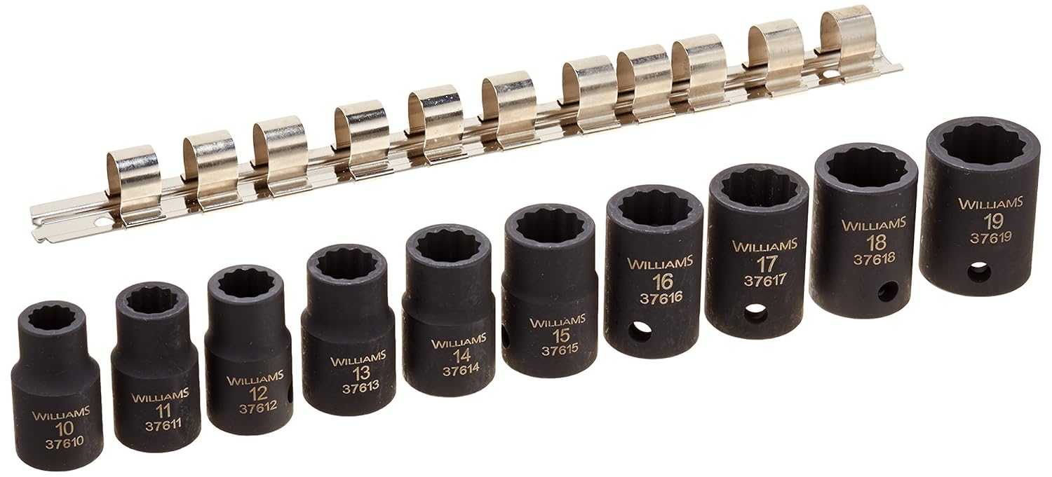 12Point Williams 37925 Impact Socket Set 1/2Inch Drive Standard 10