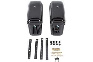 EGO BIKE Hard Motorcycle Saddle Bags Saddlebags w/Mounting Kit Compatible with Harley Davidson Honda Shadow Kawasaki Vulcan VN Black Hard Trunk Saddlebags