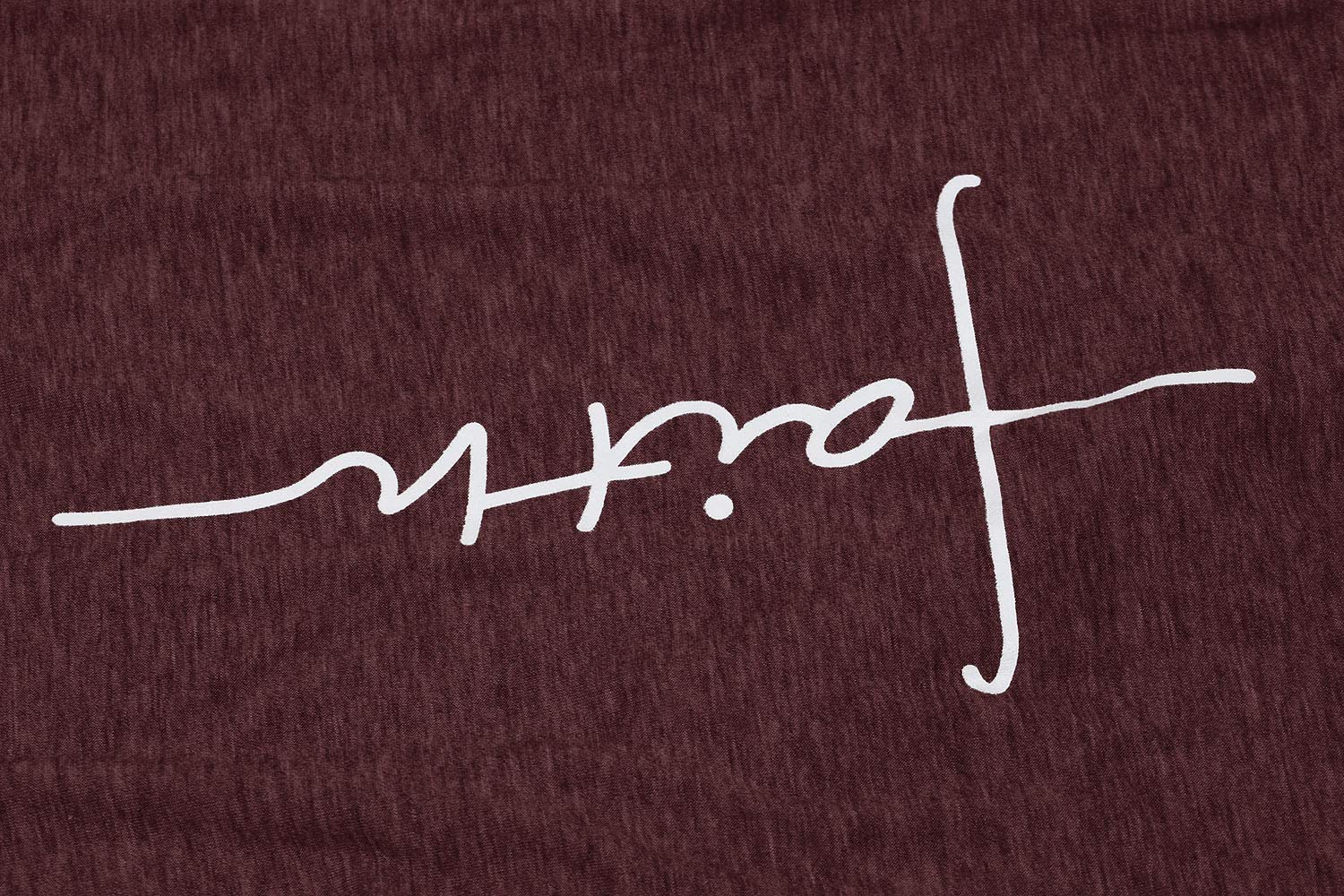 YEXIPO Womens Faith T Shirts Graphic Tees Short Sleeve Letter Print Summer Casual Tops Wine Red