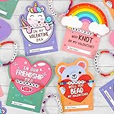 DAZONGE Valentines Day Gifts for Kids, 24 Packs Friendship Valentine’ s Day Cards with Colorful Bead Bracelets, Classroom Exchange Gift, Valentine Party Favors for Kids School