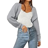AGSEEM Women's Bolero Shrug Sweater Long Sleeve Knit Open Front Cropped Cardigans Casual Loose Ribbed Knitwear Y2K Tops 2026