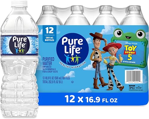 Pure Life agua purificada, paquete de 12, mejorada con minerales — Agua y aguas con gas