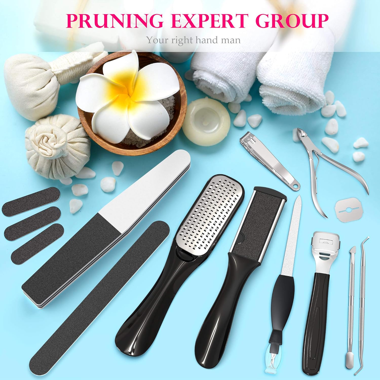 Fotwen Foot files, Callus Remover for Feet, Foot scrubber for dead skin and Nail Toenail Clipper, Pedicure Set 15 in 1 Foot Care Kit to Remove Hard Skin for Women Men Salon or Home… : Beauty