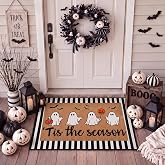 Tinieya 2, 23.6 x 35.4 Inches, Cute Ghost, Black White Brown | Welcome Mat with Rug, Non Slip Rubber Backing for Outdoor Entryway Patio Home Decor
