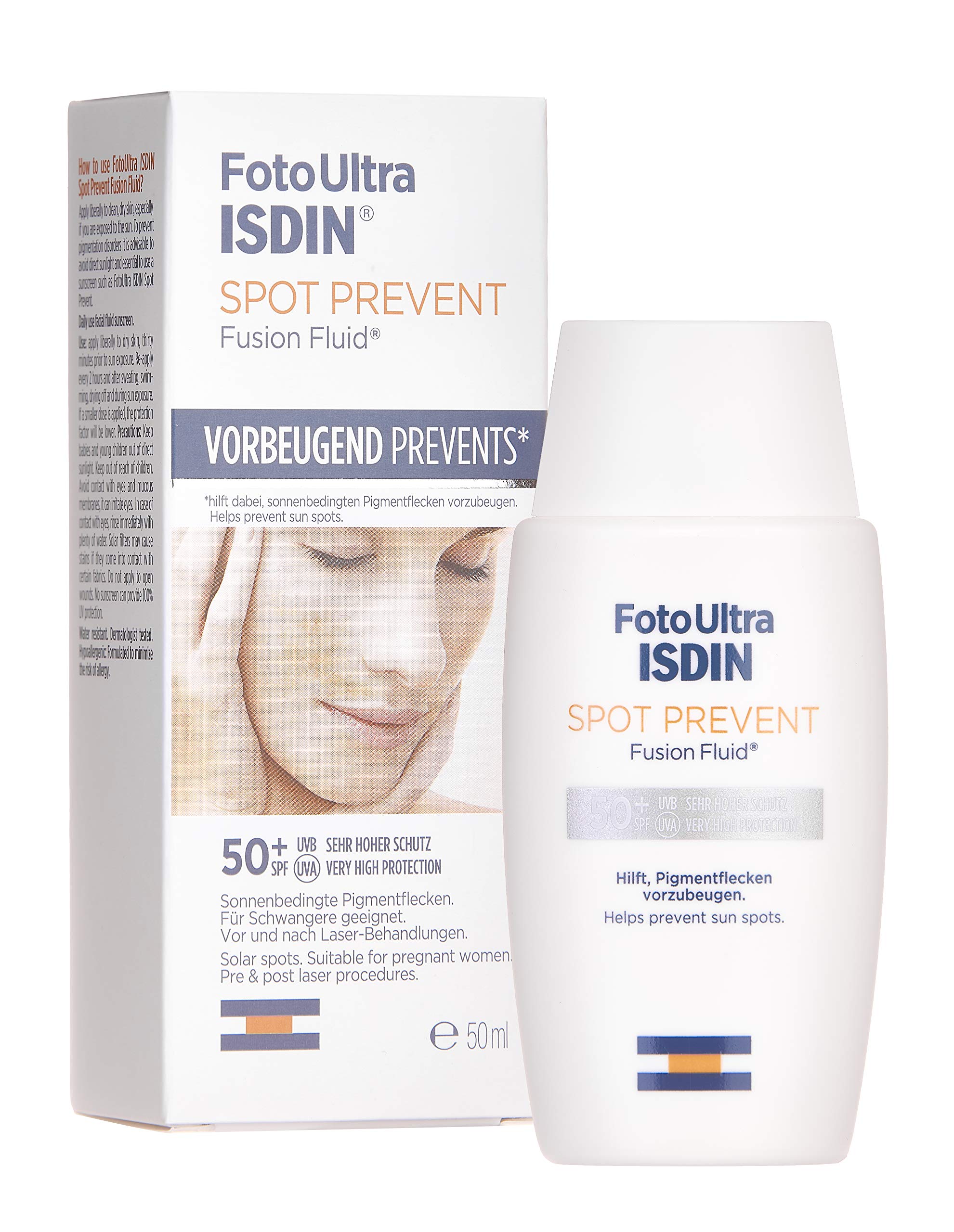 Isdin FotoUltra Spot Prevent SPF 50+, Fusion Fluid Texture, Very High Protection, Prevents Pigment Spots, 50 ml