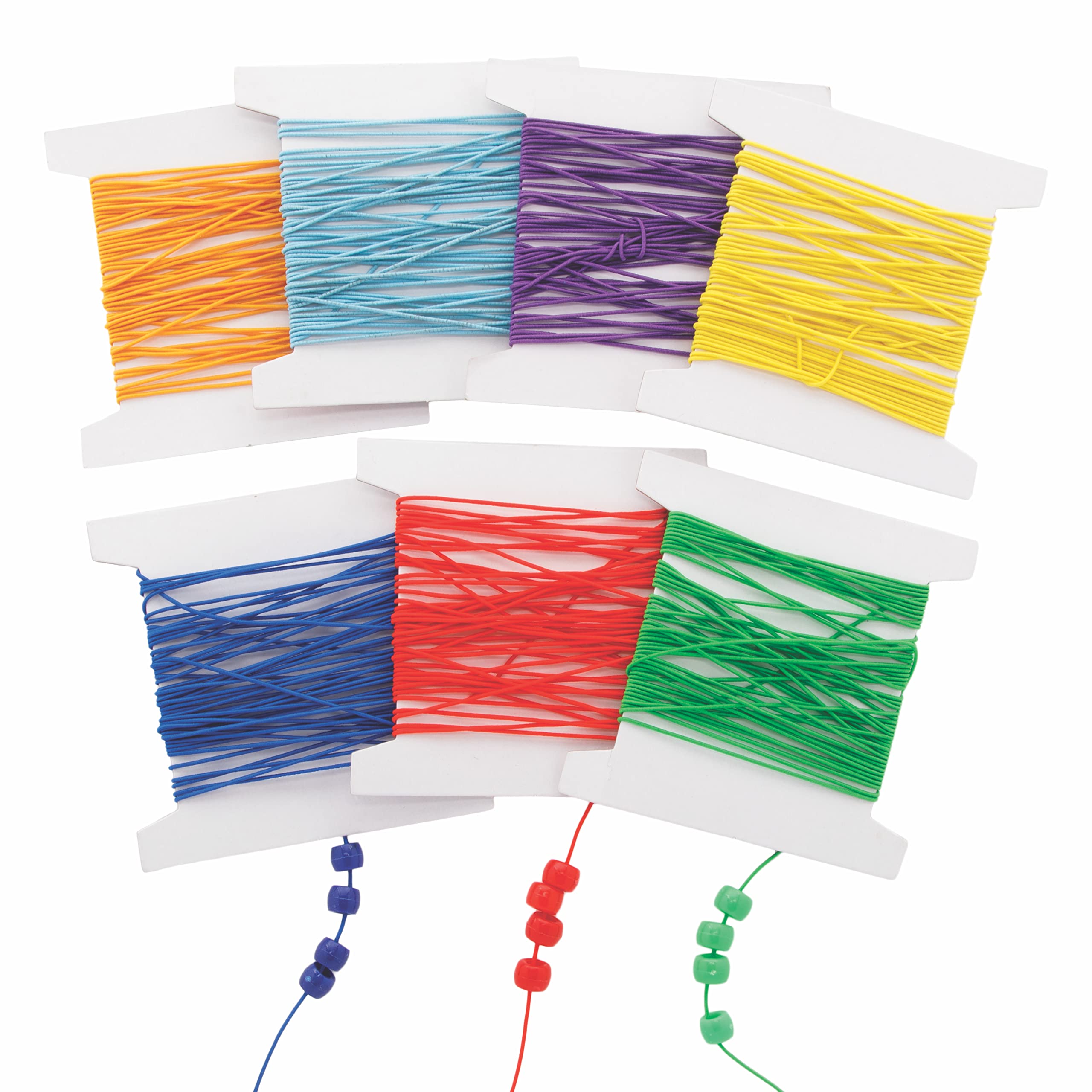 Baker Ross FE490 Rainbow Coloured Elastic - Pack of 7,