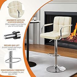 Yaheetech Bar Stools Set of 2, PU Leather