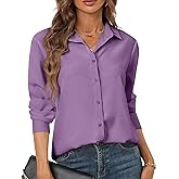 hearain Women's Button Down Shirts Long Sleeve Basic Classic Soft Shirt Collared Fashion Dressy Casual Blouses
