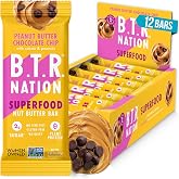 B.T.R Nation - Superfood Protein Bar Peanut Butter Chocolate Chip - 12 Bars | Vegan, 9G of Plant Protein, 160 Calories, No Added Sugar, 3G Net Carbs, Non-Gmo, Gluten &amp; Soy Free