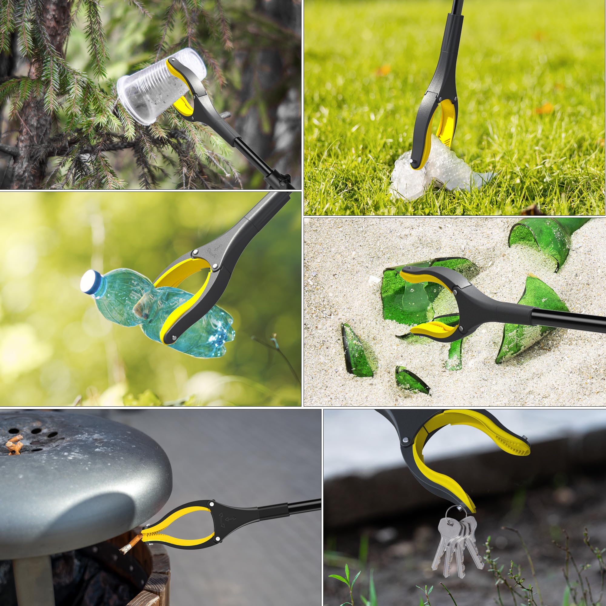 44 Inch Extra Long Grabber Reacher Tool，Foldable Trash Pick Up Stick for Seniors with Strong Grip Magnetic，360°Rotating Anti-Slip Jaw 4