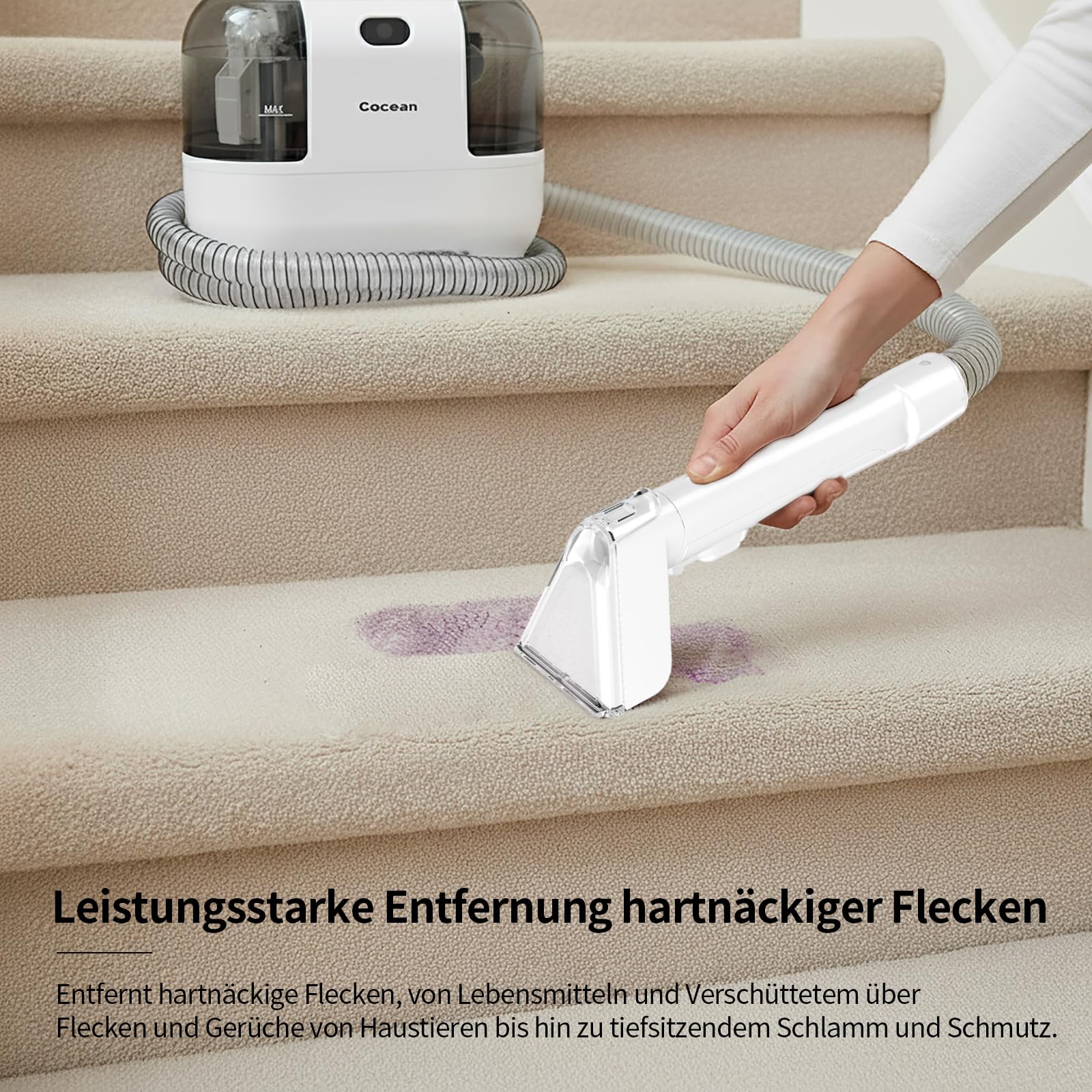 COCEAN Waschsauger Polsterreiniger,Teppichreiniger,Nass trockensauger,18Kpa Polsterreiniger Gerät, Nasssauger für Teppiche,Polster Autositze & Sofa 5