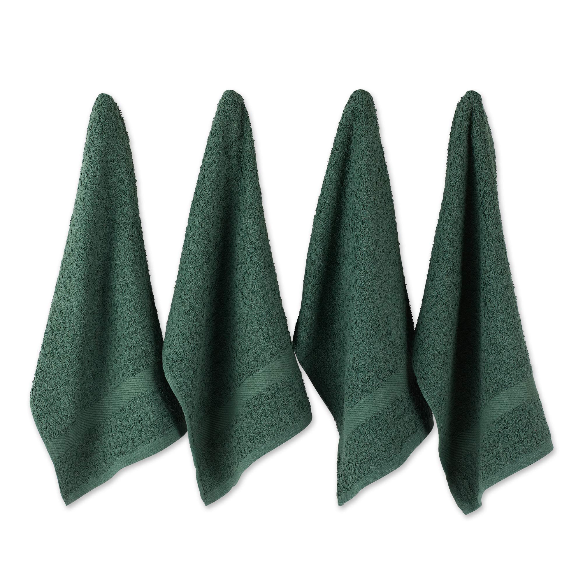 DII Basic Terry Collection Waffle Dishtowel Set, 15x26, Solid Dark Green, 4 Piece — image 1