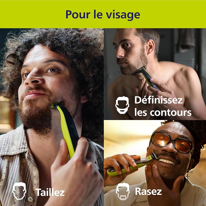 OneBlade 360 Authentique Visage + Corps - Tondeuse à barbe électrique, tondeuse corps et rasoir avec technologie de lame 360, 2 lames 360, 4 sabots barbe de 3 jours, 1 kit Corps, QP2834/31