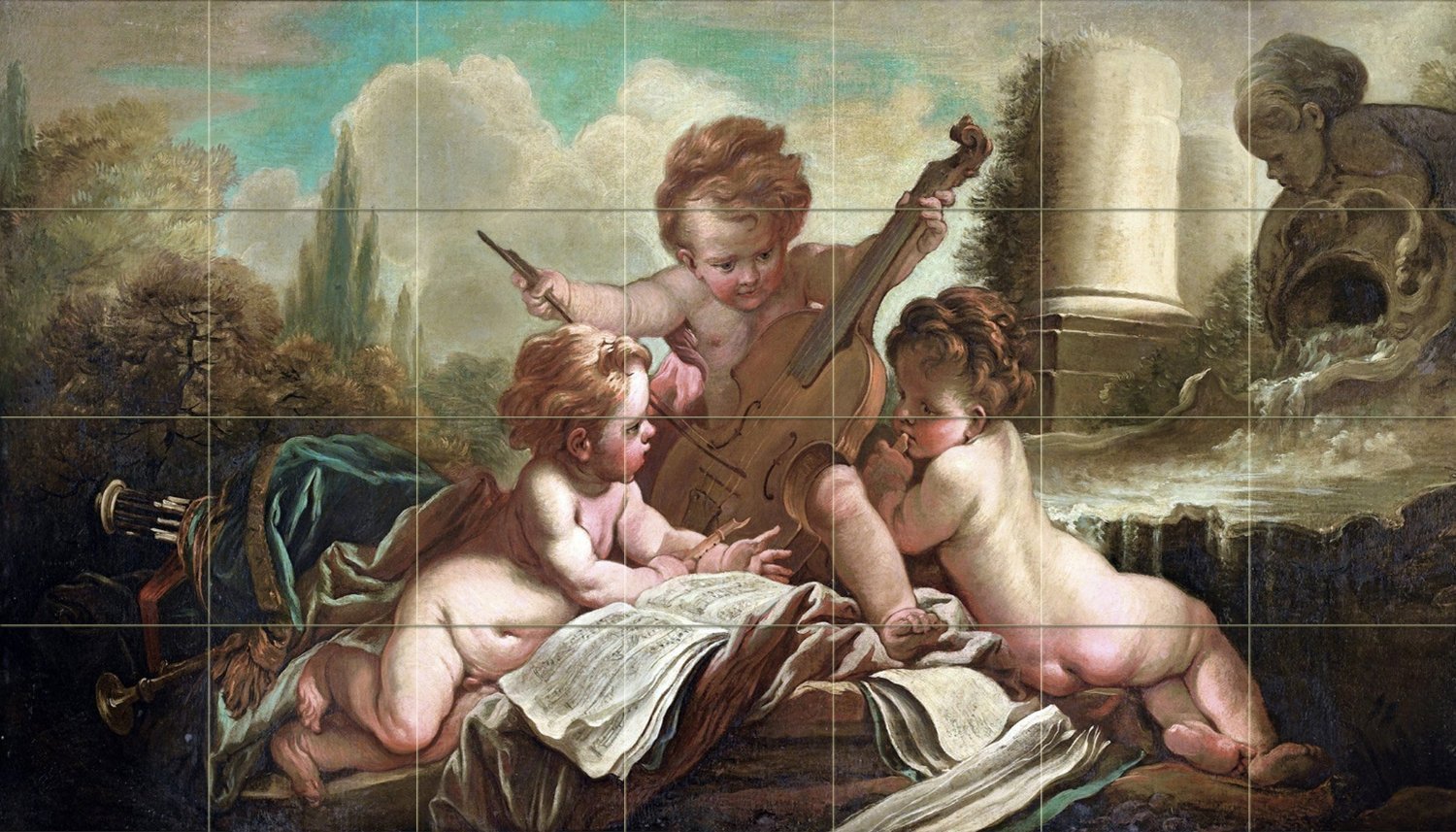 The Child Musicians Tile Mural Kitchen Bathroom Wall Backsplash Marble Ceramic