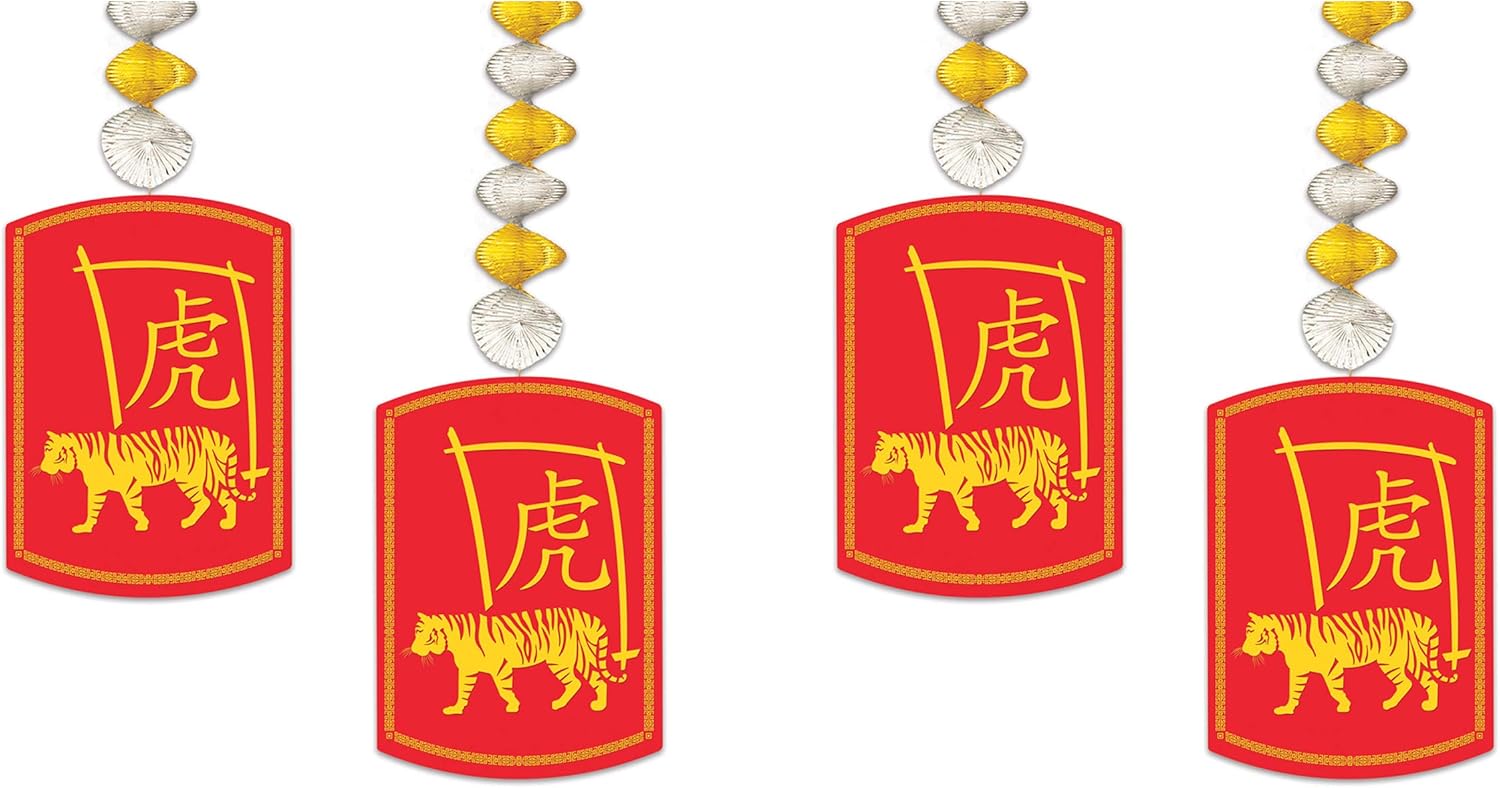 Beistle 4 Piece 2022 Tiger Zodiac Danglers