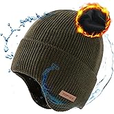 TOP-EX DryKnit™ Waterproof Fleece Lined XL XXL Ear Flap 50% Merino Wool Cold Weather Ski Running Beanies