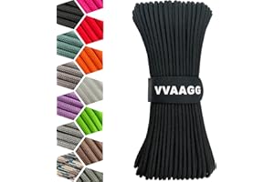 VVAAGG 1000 Black Paracord Rope 100FT Utility Nylon Heavy Duty 12 Strand Parachute Cord for Camping, Tent, Clothsline, Outdoor Hiking, Fishing, Survival Braceletand, Weatherproof Rope (100FT)