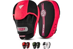 WYOX Premium Synthetic Leather Curved Focus Mitts – Boxing Pads for Hook & Jab Training, Adjustable Ventilated Strap, MMA Muay Thai Kickboxing Martial Arts Coaching Punching Hand Target Strike Shield