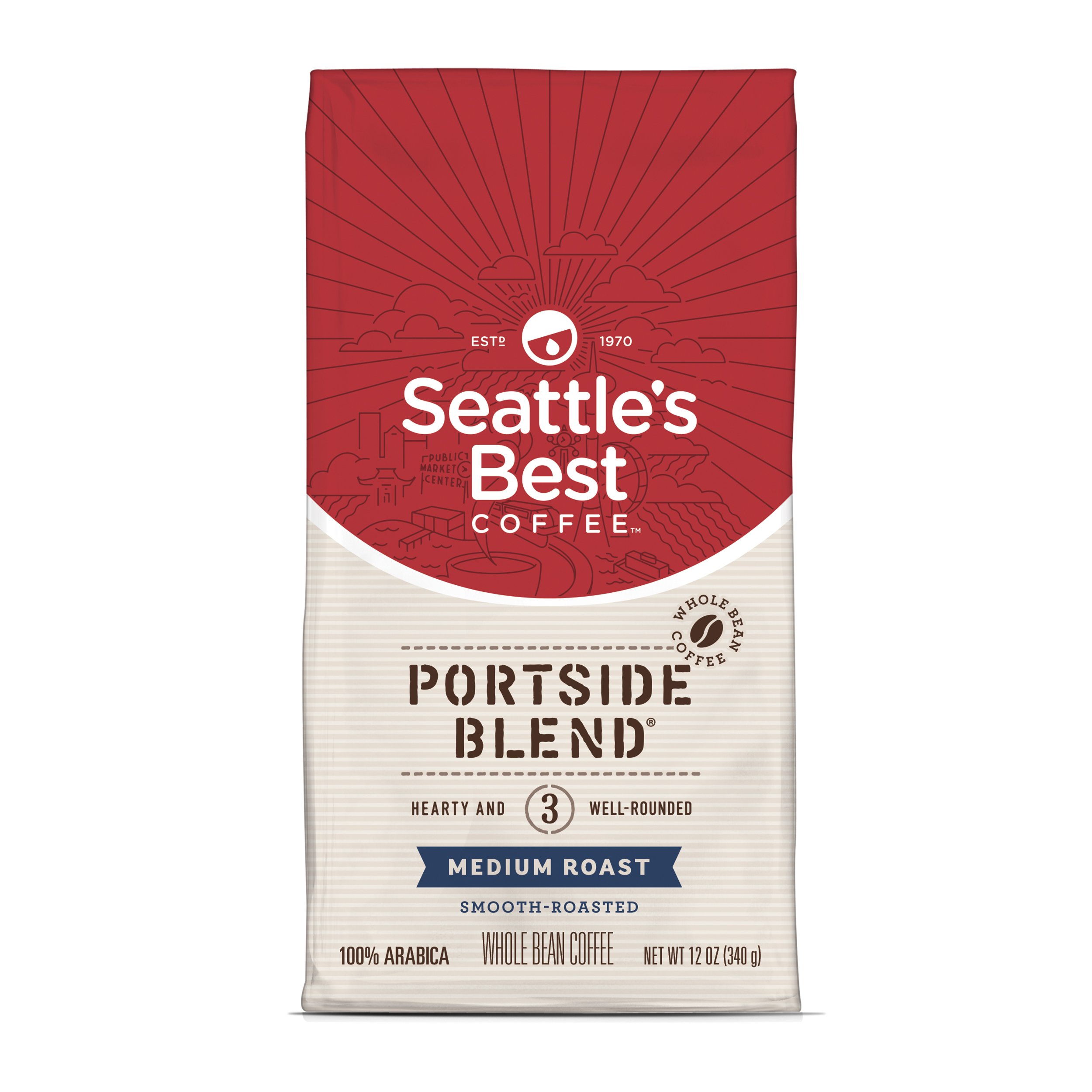 Seattle’s Best Coffee Portside Blend Medium Roast Whole Bean Coffee, 12-Ounce Bag