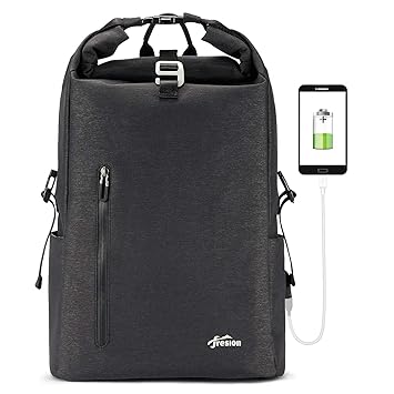 Fresion Herren Rucksack, Notebook - Rucksäcke für 17 Zoll Laptops, Fahrradrucksack, Wasserdicht mit USB - Stylischer Laptop R