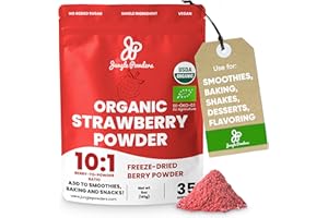 Jungle Powders Strawberry Powder Organic 5 Ounce Bag Freeze Dried Dehydrated Powdered Strawberries Strawberry Seasoning for Baking and Decorating Dry Strawberry Fruit Extract
