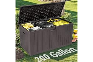 YITAHOME 200 Gallon Double-Wall Deck Box with Divider & Side Handles, Outdoor Large Storage for Patio Furniture Cushions, Garden Pool Accessories, Water Resistant & Lockable