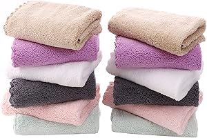TENSTARS 12 Pack Premium Washcloths Set - Quick Drying- Soft Microfiber Coral Velvet Highly Absorbent Wash Clothes - Multipurpose Use as Bath, Spa, Facial, Fingertip Towel (Multicolored)