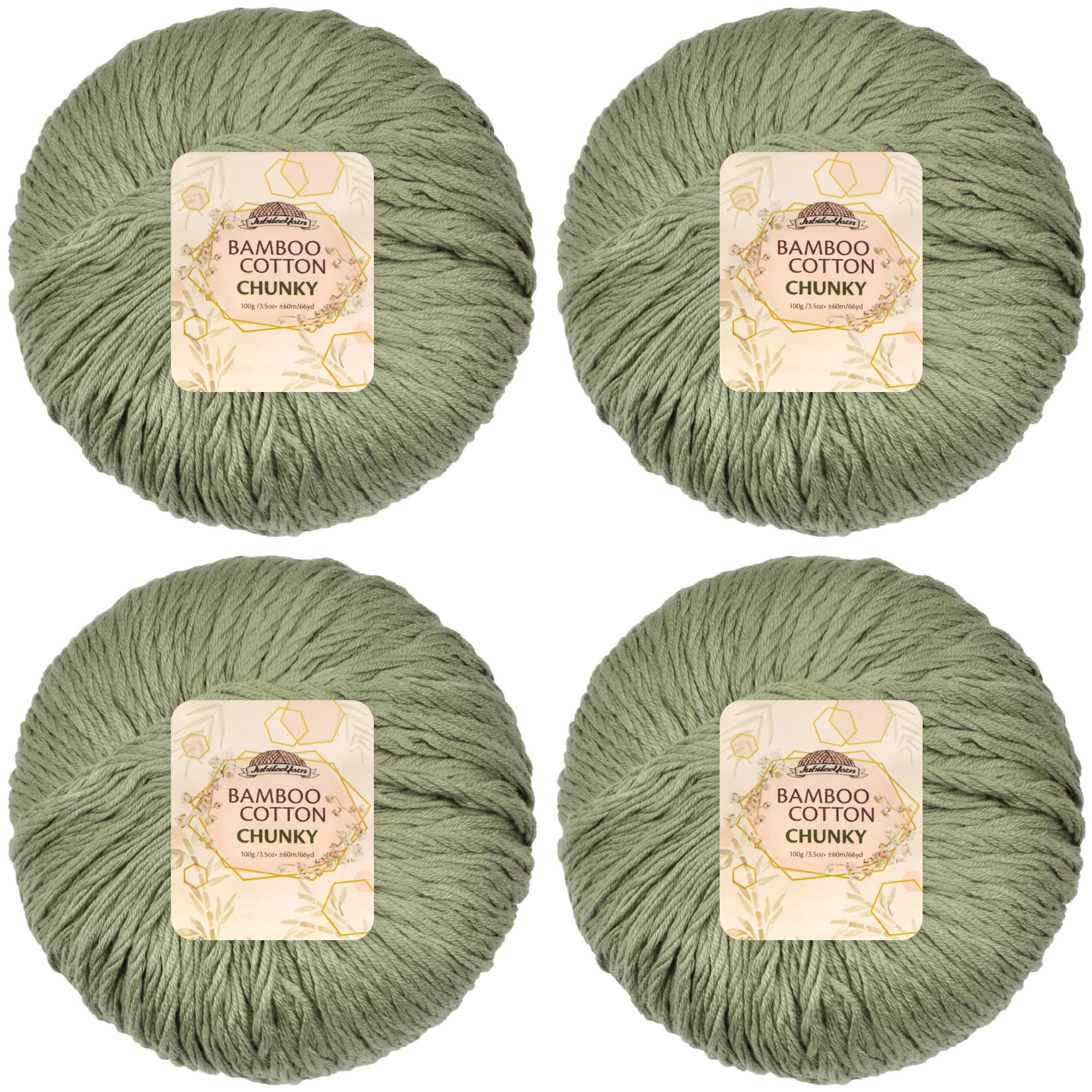 JubileeYarn Bamboo Cotton Chunky Yarn - 100g/Ball - Burning Sage - 4 Balls
