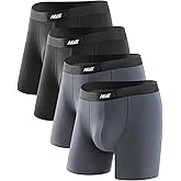 Nullktie Men's Boxer Briefs 5" Inseam, Ultra Soft Modal Underwear, Moisture Wicking Boxers for Men 4 Pack