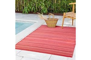 Fab Habitat Outdoor Rug - Waterproof, Fade Resistant, Crease-Free - Premium Recycled Plastic - Striped - Porch, Deck, Balcony, Mudroom, Laundry Room, Patio - Cancun - Sunset - 3 x 5 ft