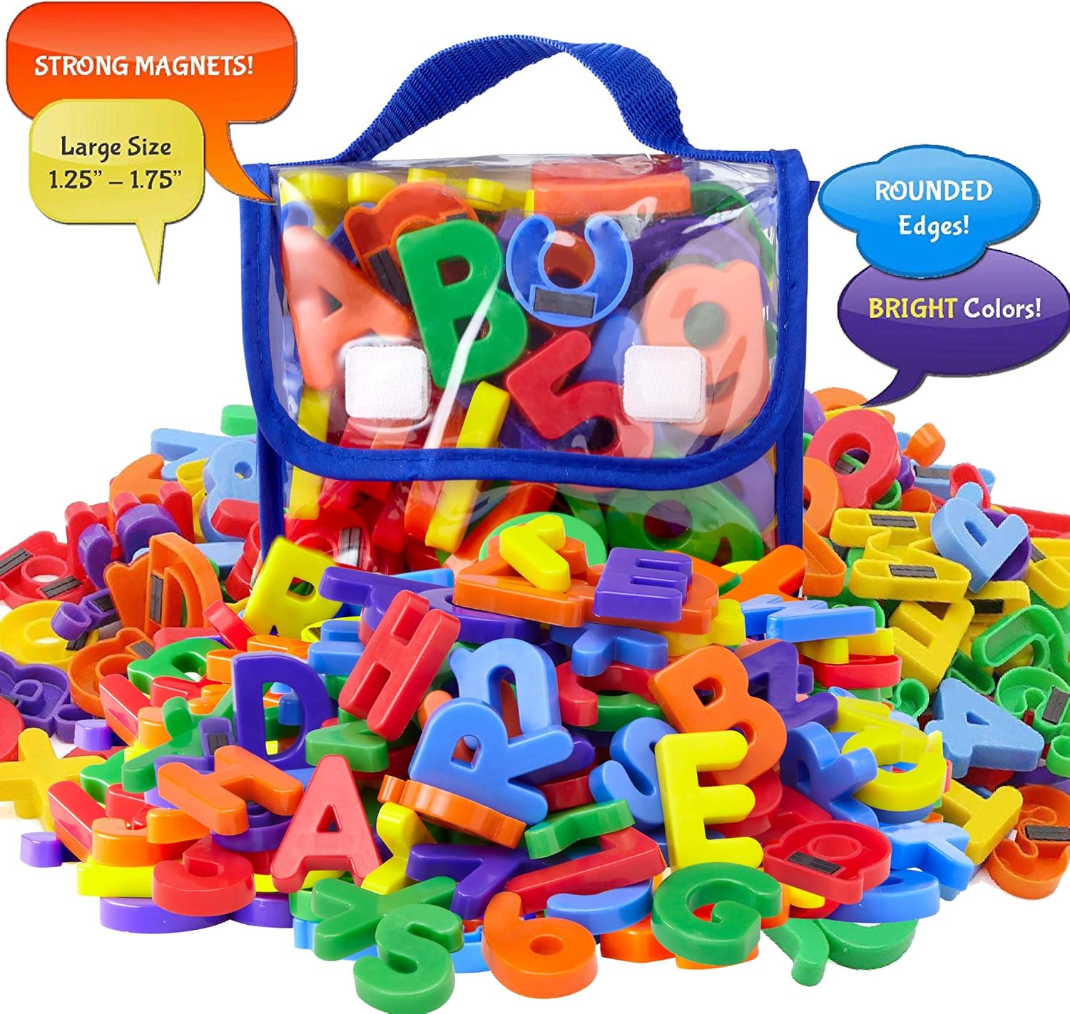 EduKid Toys 72 Magnetic Letters & Numbers (Tote) 1.25" - 1.75": Toys & Games