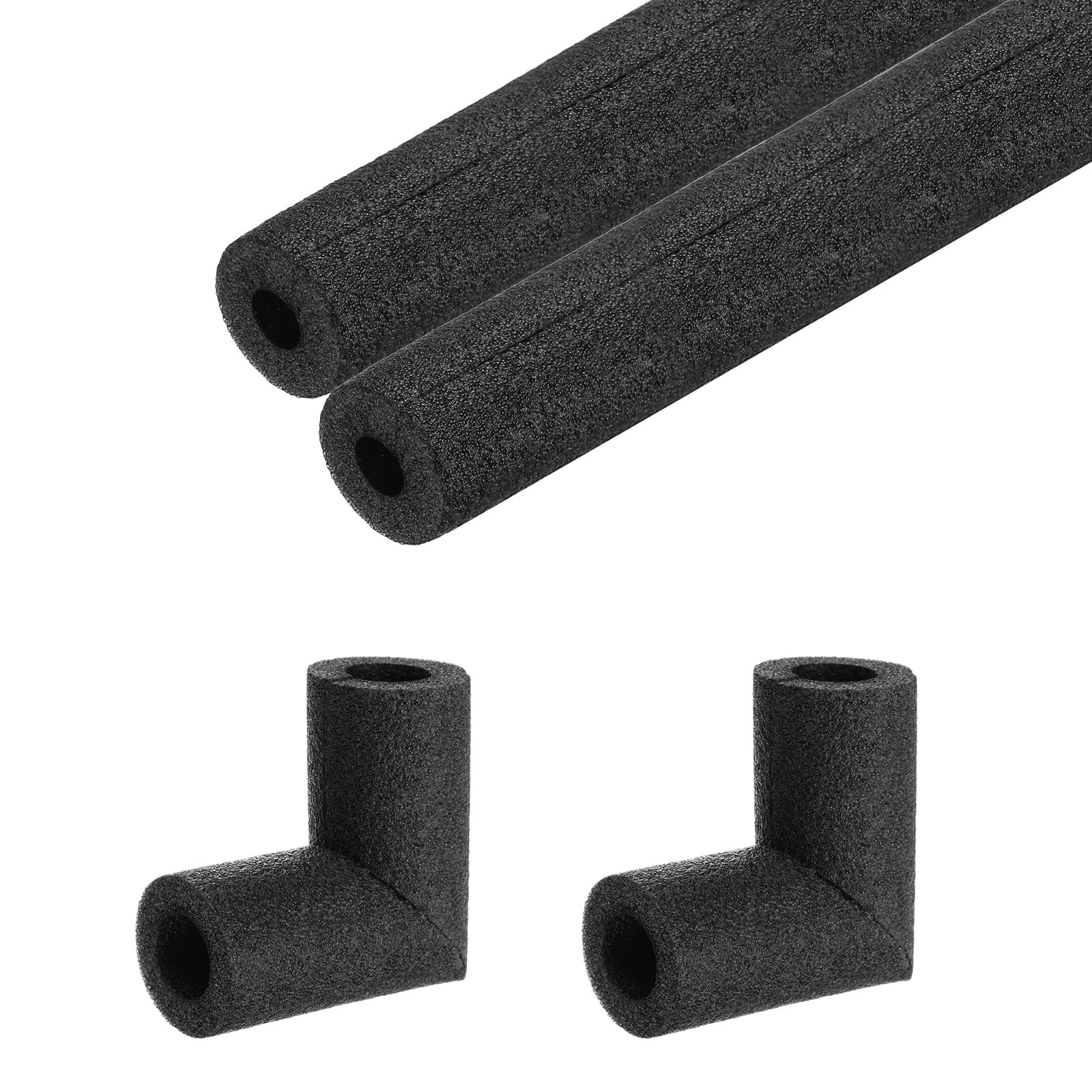 Rebower 4pcs Pipe Elbow Insulation Foam Tube 22x40mm 16" 3" Heat Preservation Foam Pipes [for Copper Water Pipe Freeze Protection] - Black