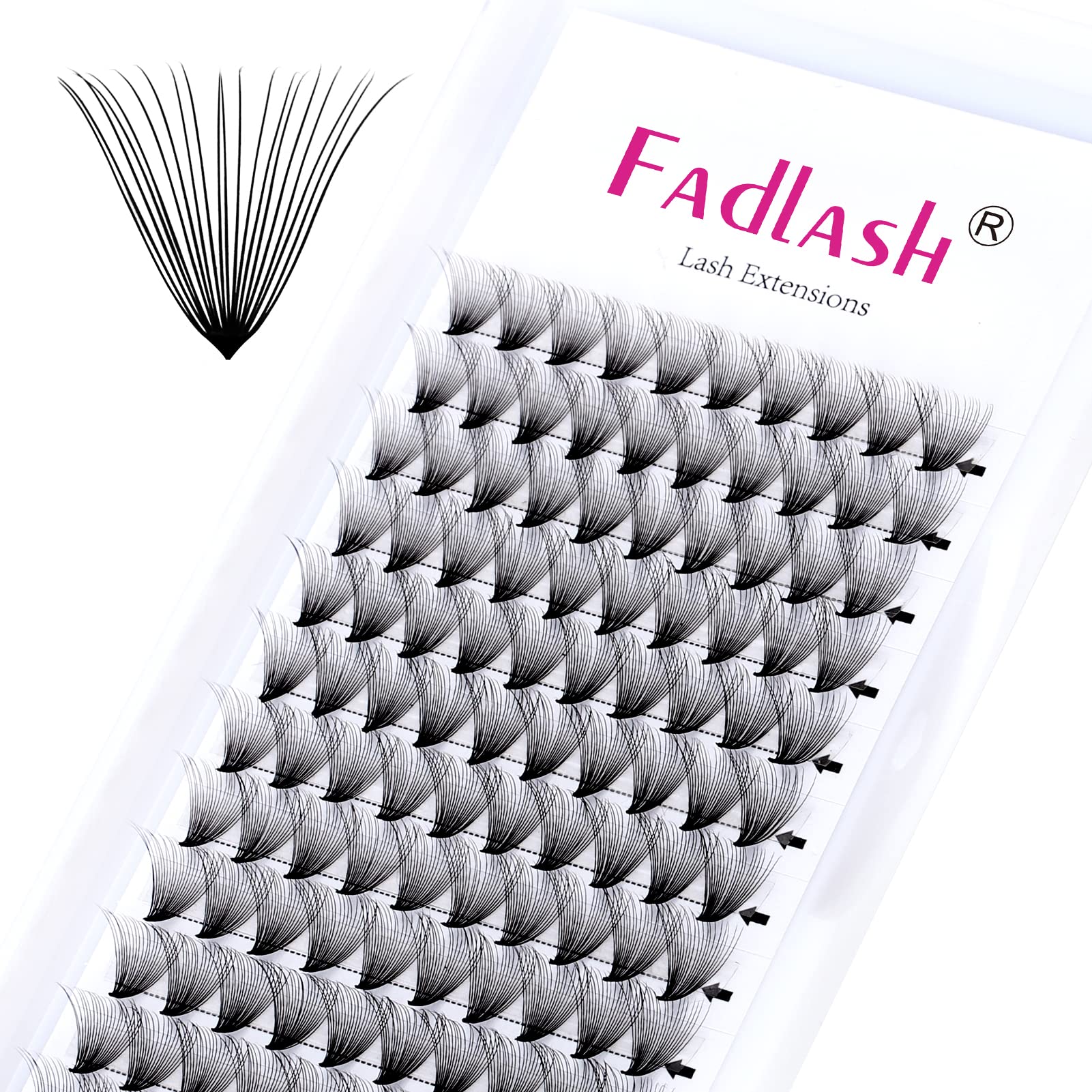 Russian Volume Lashes 20D 0.07mm D Curl 11mm Middle Stem Volume Eyelash Extensions Premade Fans Eyelash Extensions(20D-0.07-D,11mm)