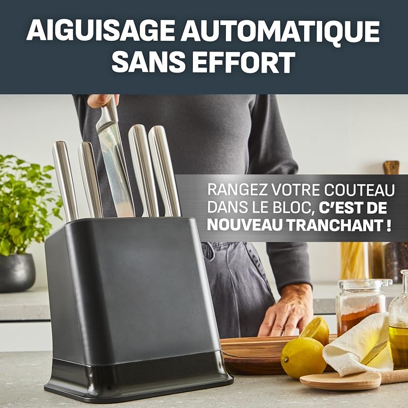 - EverSharp Set de 5 couteaux avec bloc affûteur intégré