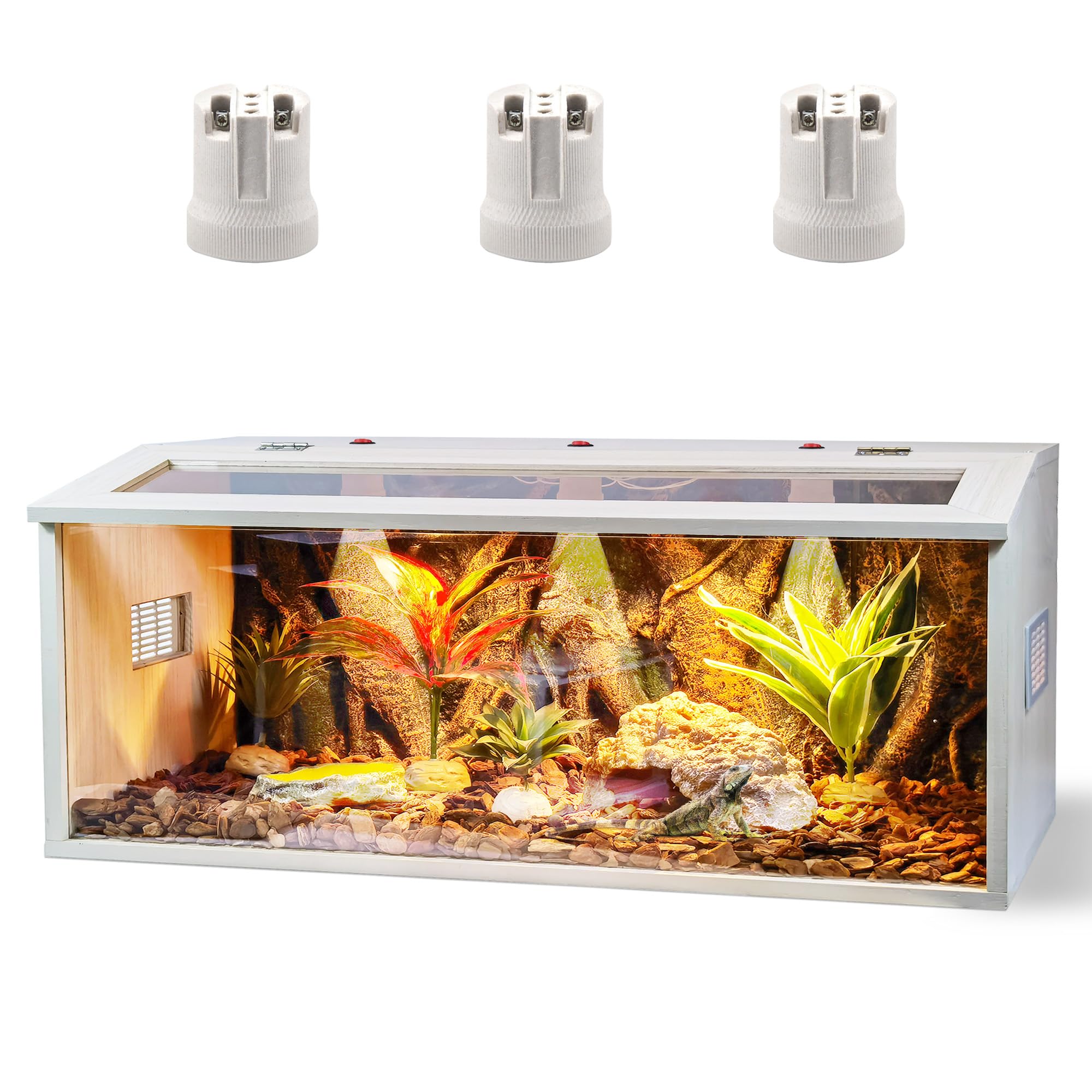 Reptile Tank 70 Gallon Reptile Terrarium With Built-in Lights