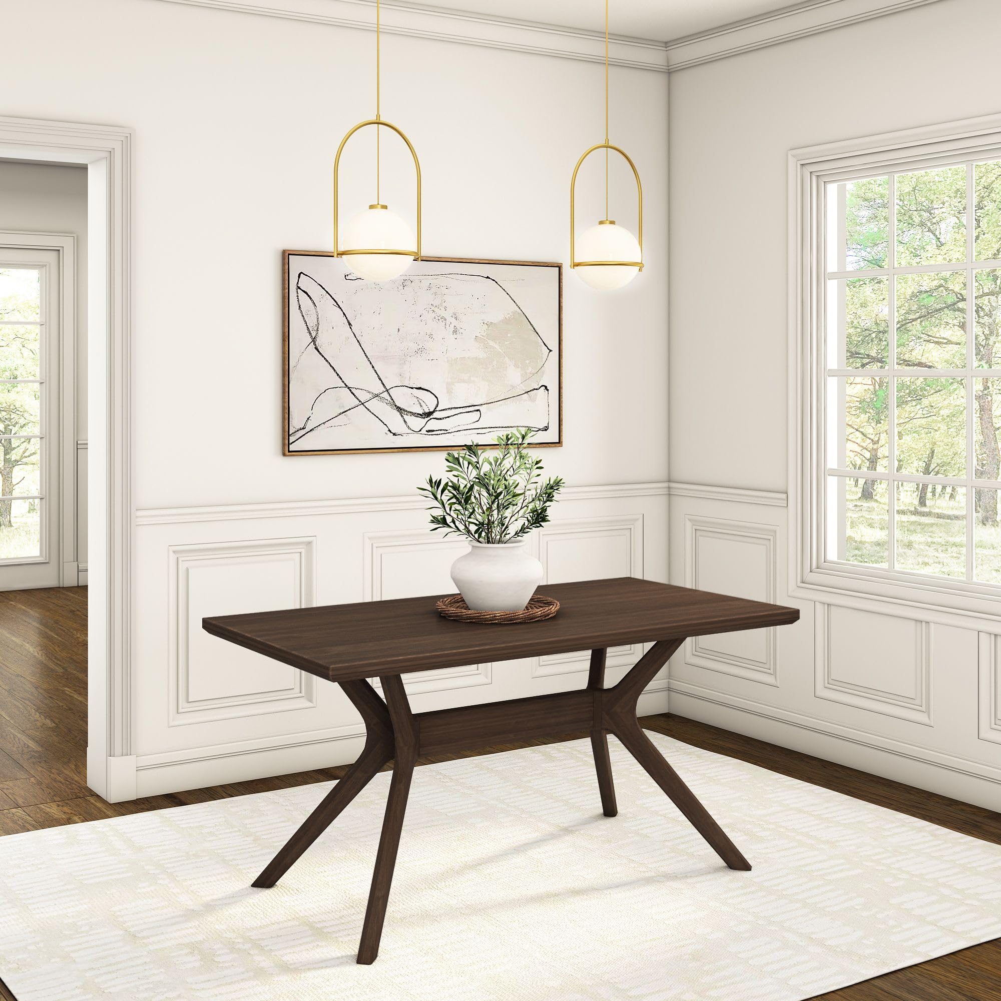 Photo 1 of (missing hardware/ parts only** Plank+Beam Verso Rectangular Dining Table, 60 Inch Solid Wood Kitchen & Dining Room Table, Minimalist Table for Dining Room, Modern Dinner Table, Walnut