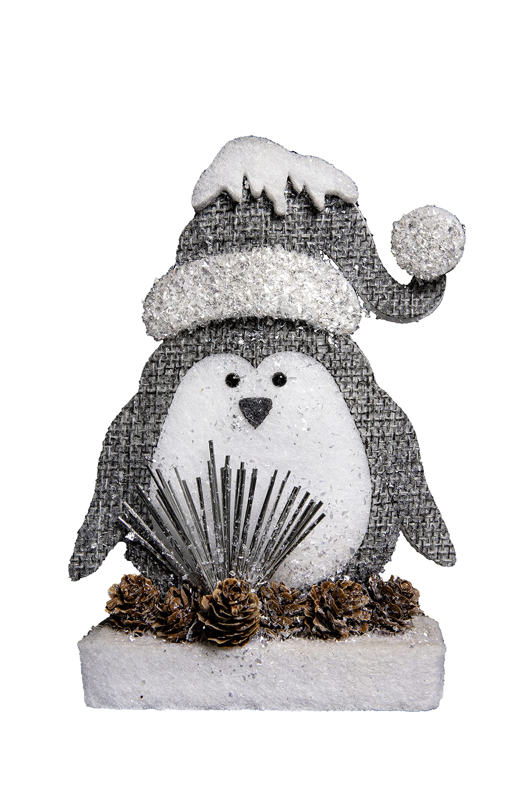 20cm Penguin Christmas Tabletop Figures Window Wall Door Holiday Home Xmas Glitter Foam Showpiece Decorations, Grey