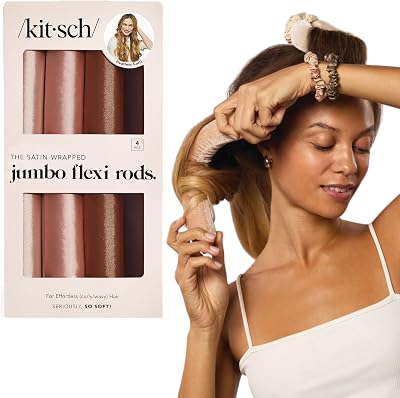 Kitsch Satin Heatless Curling Rod Jumbo Flexi Rods Rosewood 4pk