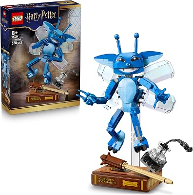 Harry Potter Le Lutin de Cornouailles - Jouet Figurine - Décoration pour Chambre ou Bureau avec Livre & Baguette de Gilderoy Lockhart - Cadeau d'anniversaire pour Fille ou Garçon dès 8 Ans 76461