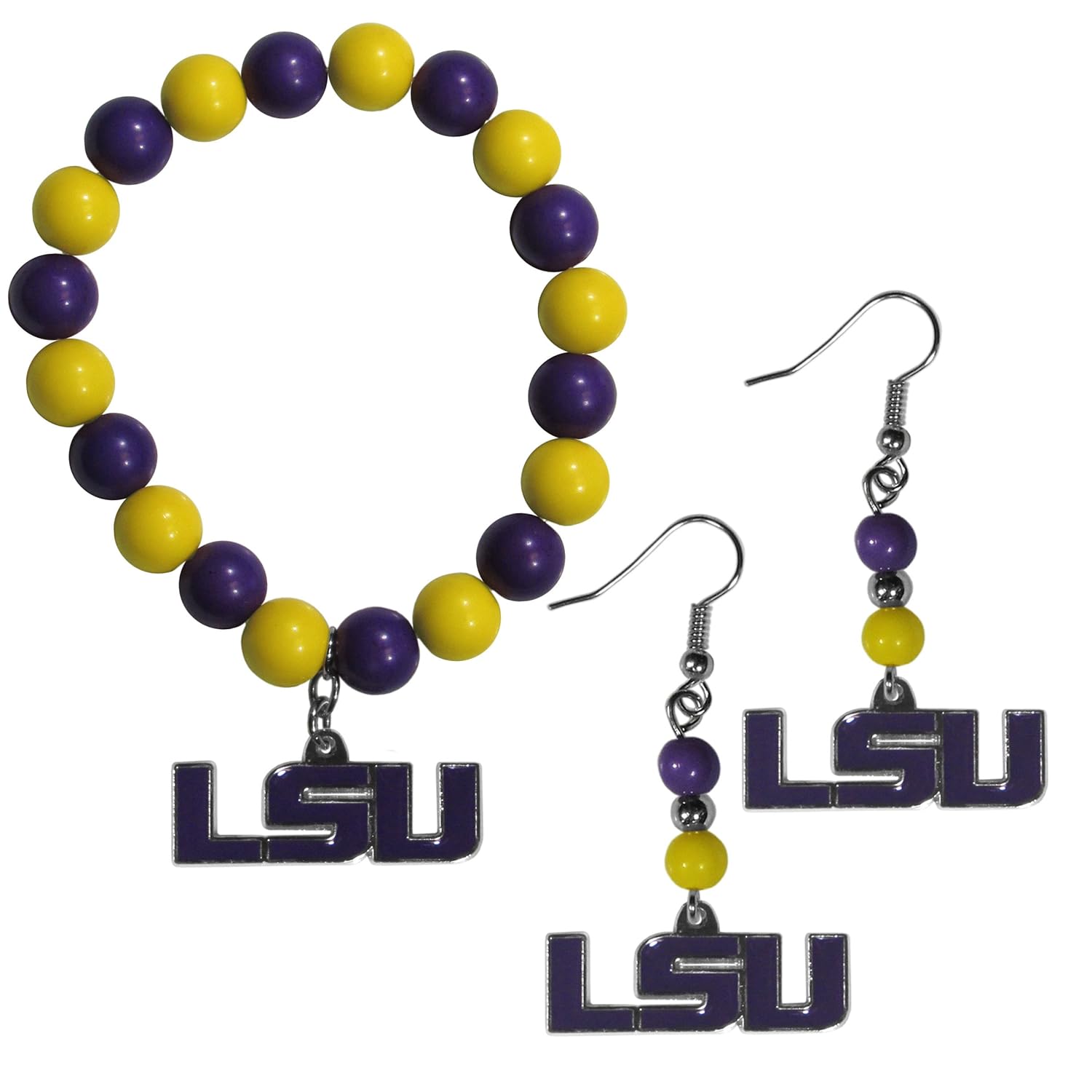 Siskiyou NCAA Womens Fan Bead Earrings and Bracelet Set