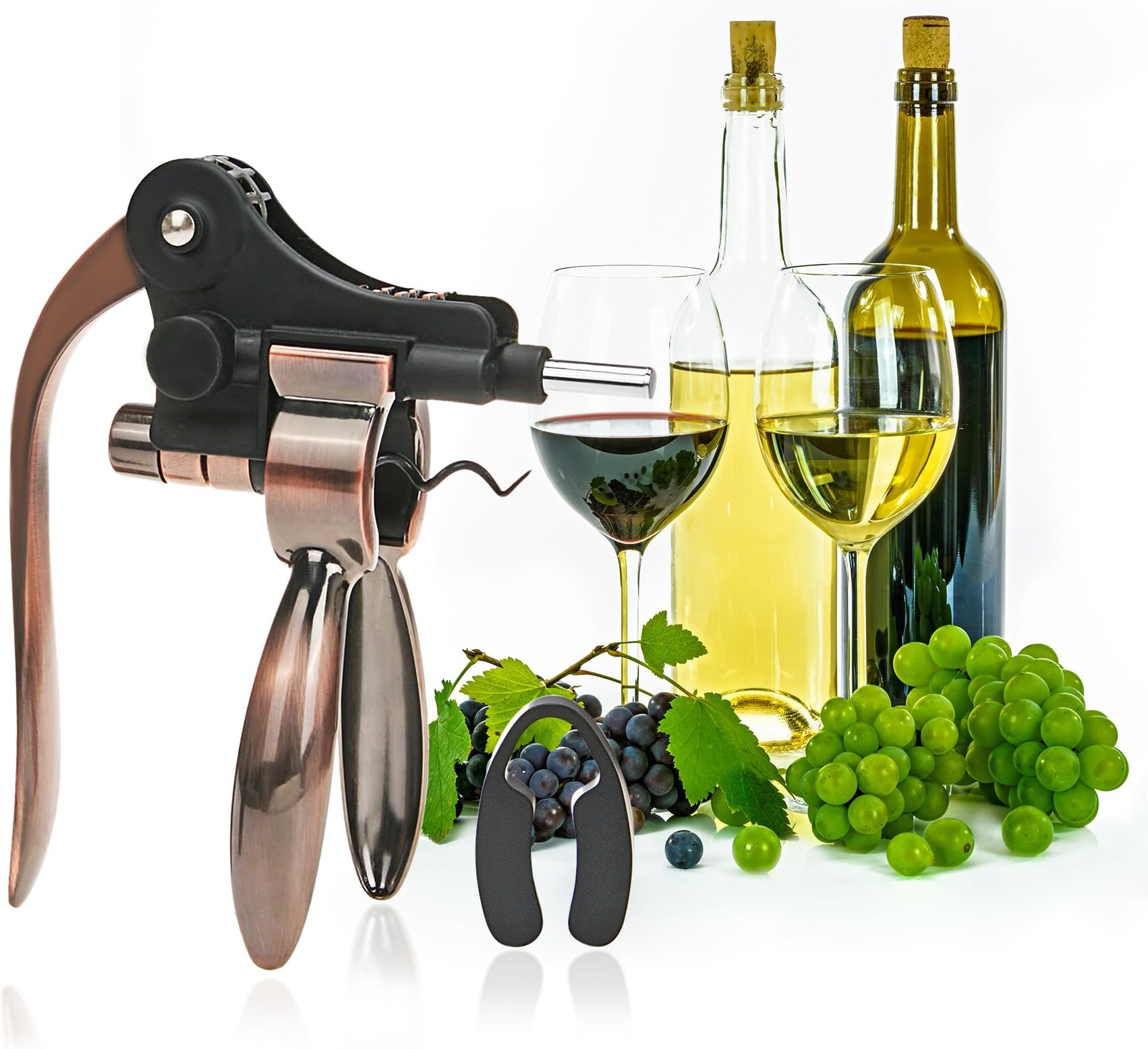 Gala Kit Wine Opener - Rabbit Corkscrew Copper Set Plus Foil Cutter and Extra worm Spiral - Best Manual Professional Bottle Cork Remover Tool and Metal Lever Openers with Luxury Gift Box