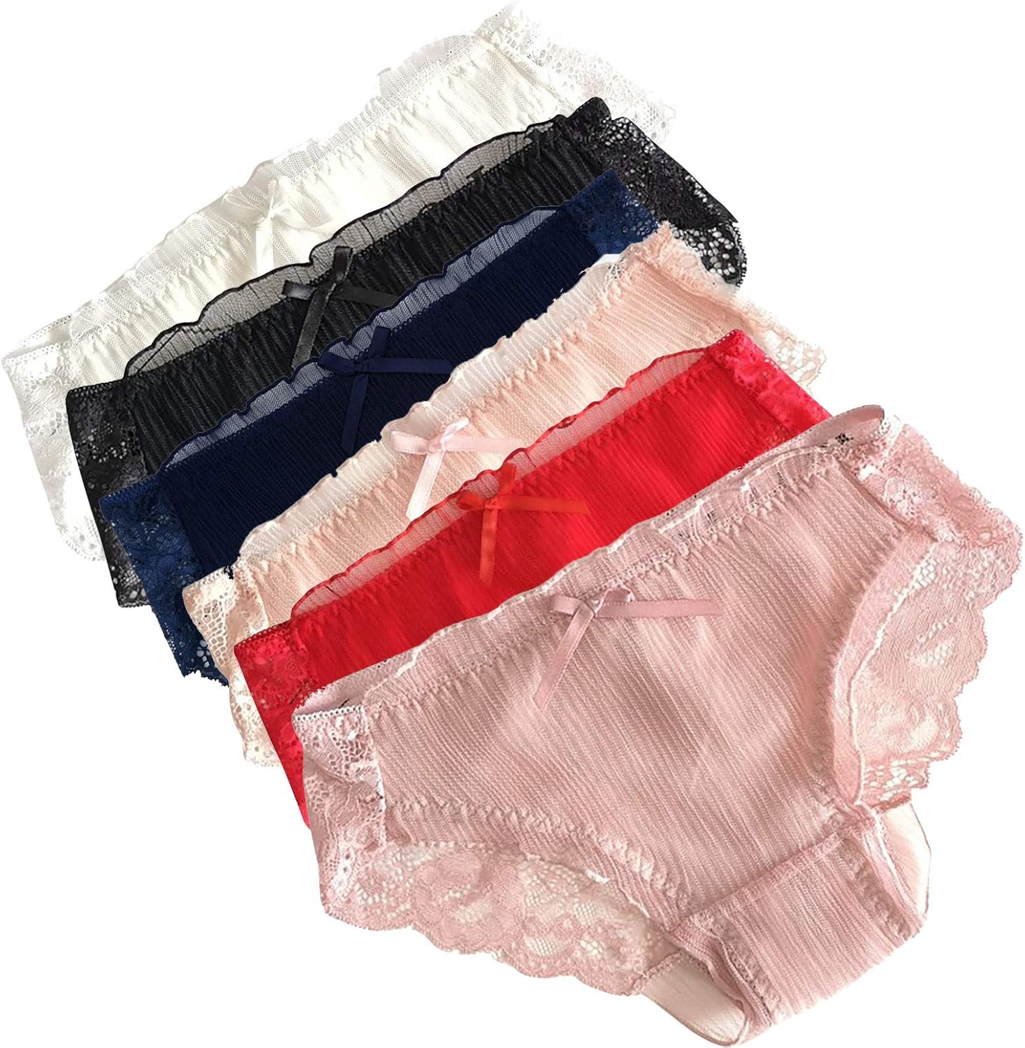 SSYongxia 6 Packs Women's Low Cut Panties Lace Underpant