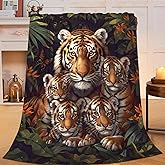 Flintis Tiger Blanket Forest Bady Tiger Decor Animal Throw Blanket Gifts for Girls Boys Super Warm Soft Plush Lightweight Fleece Flannel Winter Couch Bedding Blankets for Kids Adults Women 50"X40"