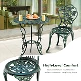 TANGZON 3 Pieces Patio Bistro Set - Cast Aluminum Table & 2 Chairs Green view 2