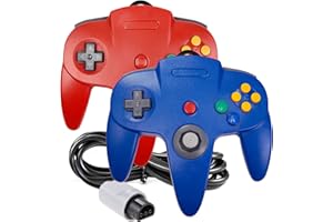 iNNEXT 2 Pack 64 Controller, Wired Game pad Joystick [3D Analog Stick] for 64 - Plug & Play (Non PC USB Version) (Red/Blue)
